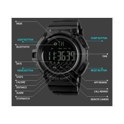 Smart Watch ρολόι με Βηματομετρητή και Bluetooth χειρός ανδρικό SKMEI 1245 BLACK