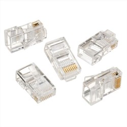 Modular plug for solid LAN Cable UTP Cat5 , 50 pcs Transparent