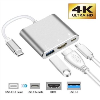 USB-C male - HDMI / USB-A / USB-C female Silver