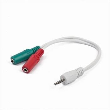 Stero Audio Cable  3.5mm 4-pin plug to 3.5mm stereo and microphone sockets cable (0.2m) White
